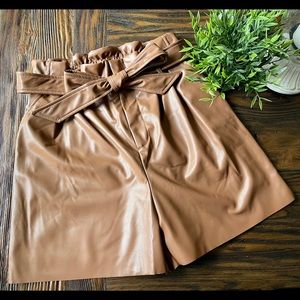 Vegan Leather Shorts (Camel)